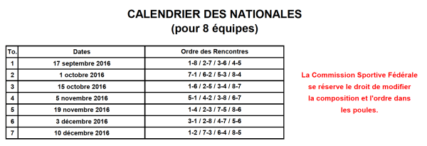 calendrier rencontres